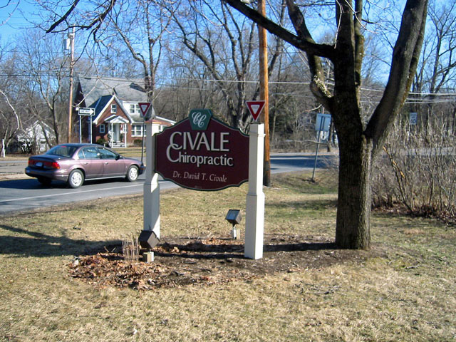 The old plantbed under the Civale Chiropractic sign