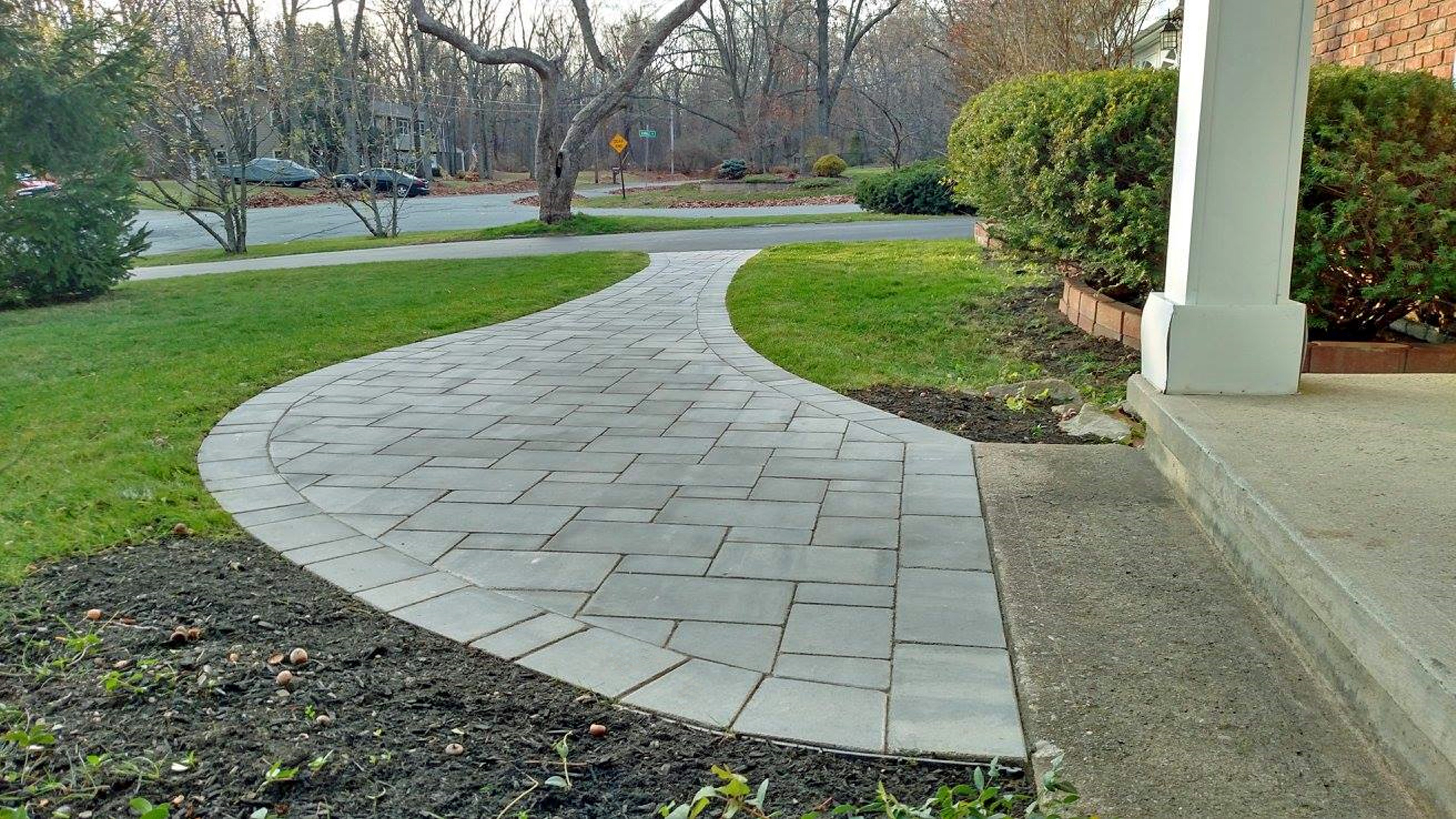 Completed sidewalk made from stone